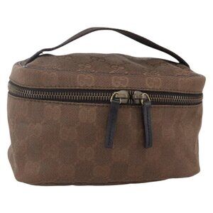 GUCCI GG Canvas Vanity Pouch Brown 106646 Auth